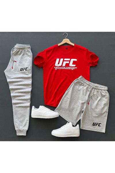 viperkombin UFC Printed Shorts-T-Shirt Sweatpants 3-Piece Set Combination