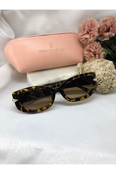 Di Caprio Gali Gold Detailed Leopard Women's Sunglasses