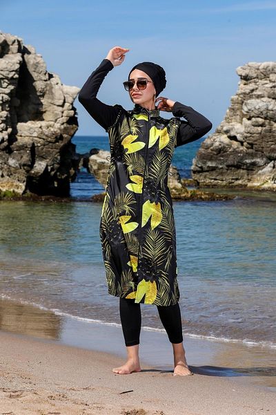SEBOTEKS Exotic Pattern Μακρύ Gilet κλειστό Hijab μαγιό 2360