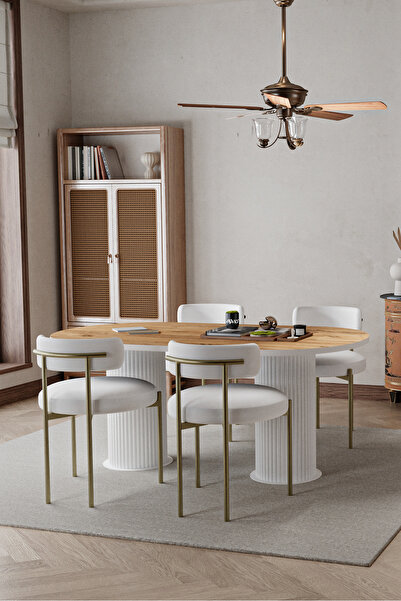 AVVİO West Beyaz Bohem Ayak 80x160 Yemek Masası & Mutfak Masası & Salon Masas...