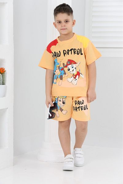 BUUFUU summer unisex paw patrol printed short-sleeved shorts double set