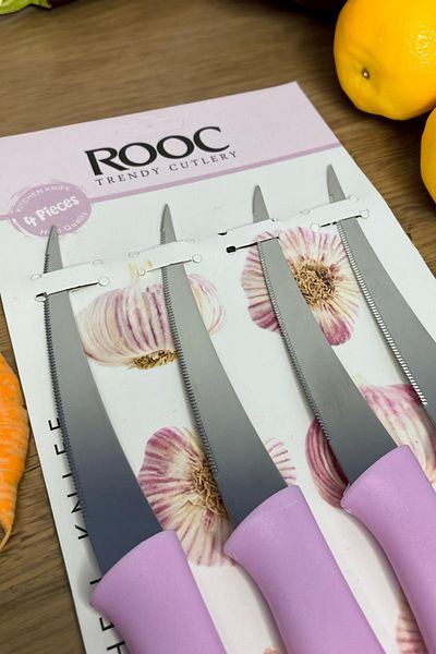 Rooc مجموعة من 4 شفرات فواكه وخضروات مسننة مقطوعة بالليزر