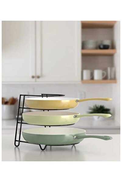 YÜCEKAYA GİRİŞİMCİLİK MATTE BLACK 4-LAYER PAN RACK PAN RACK ORGANIZER INNER AND COUNTER TOP PAN ORGANIZER MYKTD58