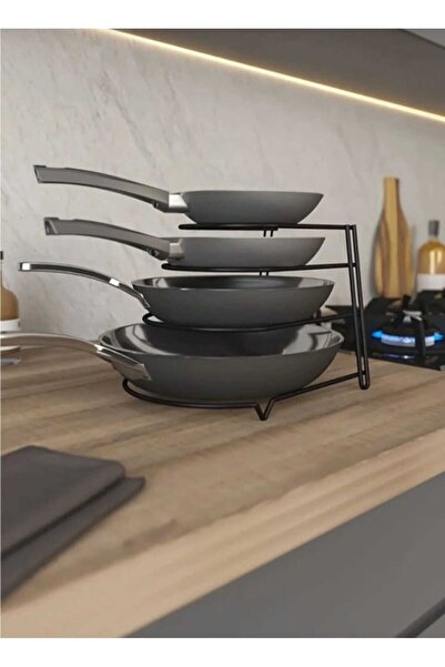 YÜCEKAYA GİRİŞİMCİLİK MATTE BLACK 4-LAYER PAN RACK PAN RACK ORGANIZER INNER AND COUNTER TOP PAN ORGANIZER MYKTD58