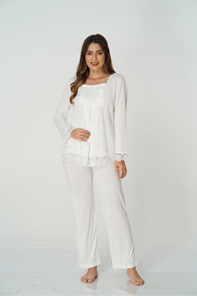 by İGP Effortt Ecru trudnička pidžama za trudnice, Pamuk dela, dugi rukavi