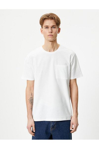 Koton Cotton Short Sleeve Crew Neck T-Shirt - Pocket Detail