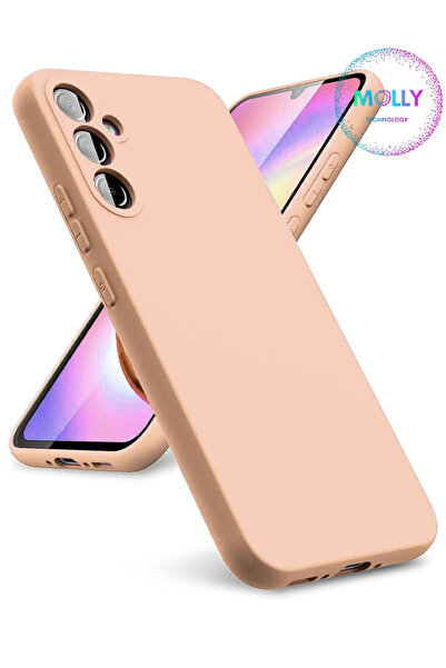 Molly Samsung Galaxy A54 İçin Kum Pembesi Liquid İçi Kadife Silikon Kılıf