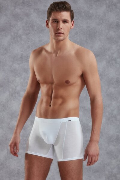 NazikEndam Ανδρικό μπόξερ με κανονικό πόδι, μαύρο Micro Modal, με τσάντα, Dore anse 1510