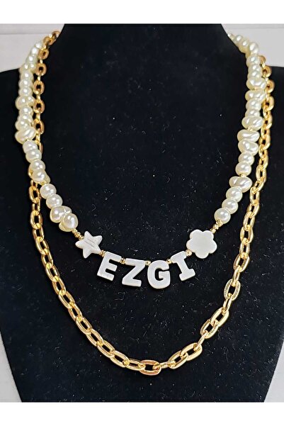 FOR YOU TAKI by Ezgi Kadın İncili İsme Özel Zincirli El yapımı Kolye / İsme Ö...