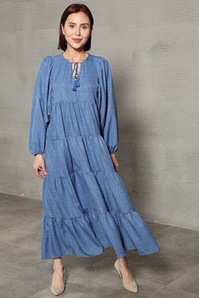 GİYSA Rochie Aerobin lungă cu mânecă liliac pentru femei