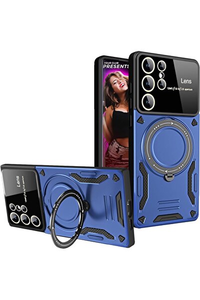 m.tk moveteck Samsung Galaxy S24 Ultra Kılıf Magsafe Dönebilen Halkalı Standl...