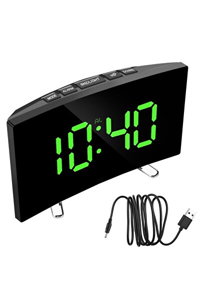 Genel Markalar Dijital Aynalı Şık Led Işıklı Dekoratif Masaüstü Kavisli Alarm...