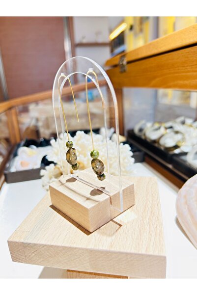 Luna Unakit and Smokey Quartz Natural Rhinestone Brass Earrings