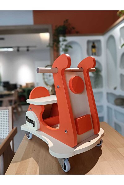 Baykuş Craft Mimarlık Ahşap Retro Baby Vespa Scooter - Ahşap Denge Bisikleti - Ahşap Bebek Oyuncağı