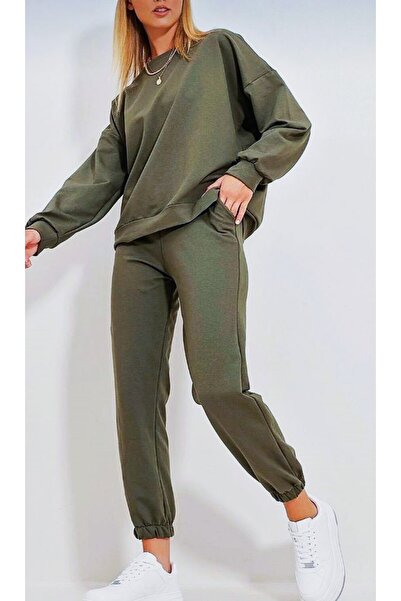 Pupa Bisiklet Yaka Geniş Oversize Salaş Sokak Stili Kışlık Kadın Eşofman Takı...