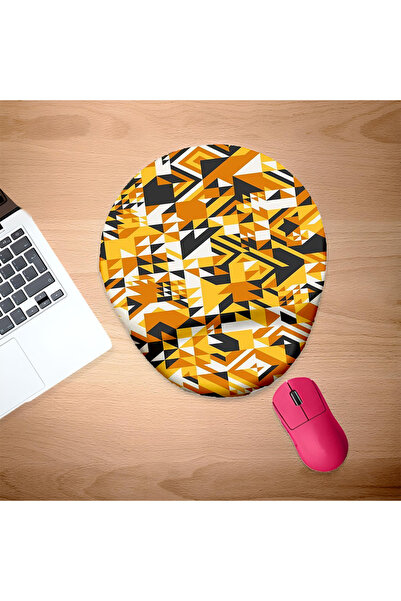 UcuruStore Κίτρινο Μαύρο Οβάλ Μαξιλαράκι Ποντικιού με Γεωμετρικά Σχήματα και ...