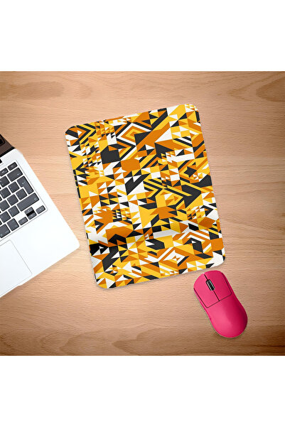 UcuruStore Κίτρινο Μαύρο Ορθογώνιο Μάους Παντ με Γεωμετρικά Σχήματα και Στήρι...