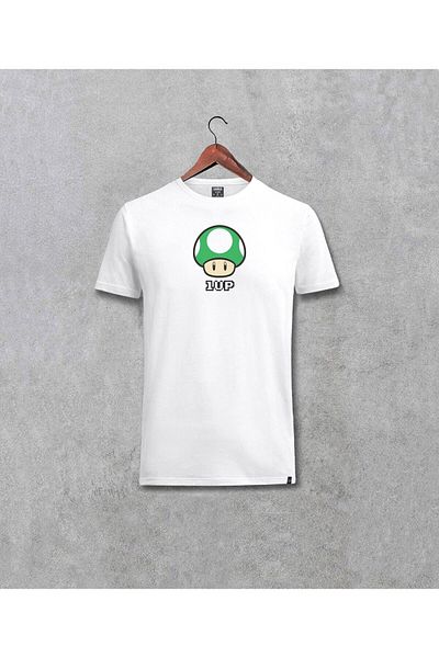 Pisa Art Унисекс тениска с щампа Super Mario 1up с гъби