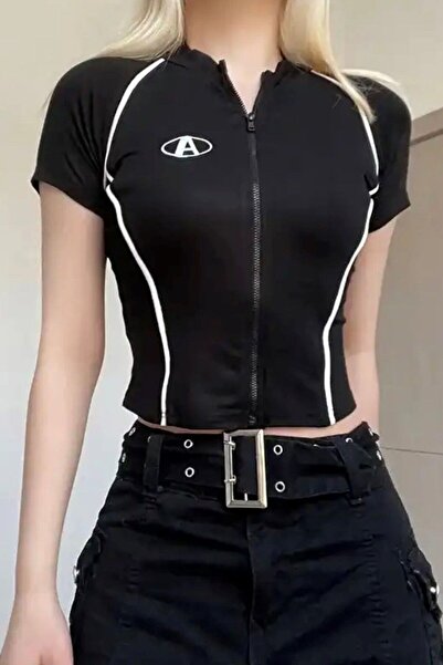 DEEFWEAR Y2k fermuarlı crop