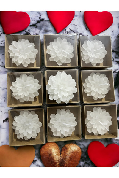 aşk-ı mum 10 Adet Kraft Kutulu Lotus Çiçeği Mum, Hediyelik, Nişan, Düğün, Sün...