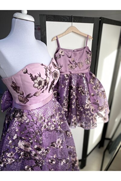 Elif Yaltıraklı Çiçekli Midi Abiye