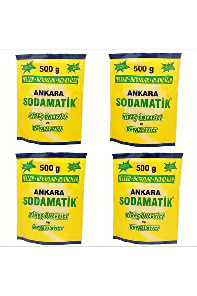 ankara sodamatik Kireç Önleyici ve Beyazlatıcı 500 gr * 4 Adet (Tüller - Beya...