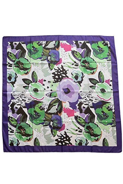 Rupen Kraft Desenli Soft Fluar Kare Eşarp Desenli Eşarp  95X95