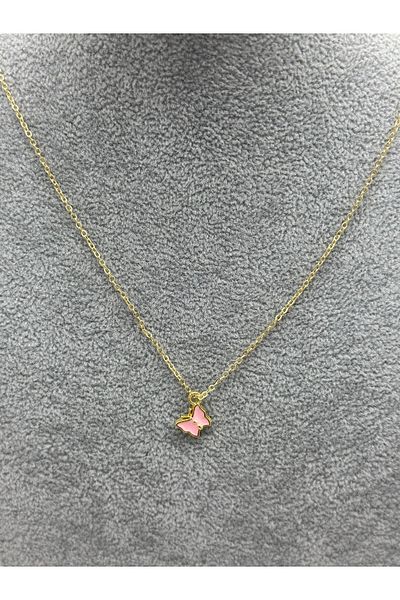 Hobimos Pink Butterfly Necklace