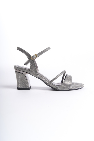 ZİESCE PANTOFI DE DAMA CU TAC CU MODEL PIELE DE ȘARPE CU BANDA PLATINĂ