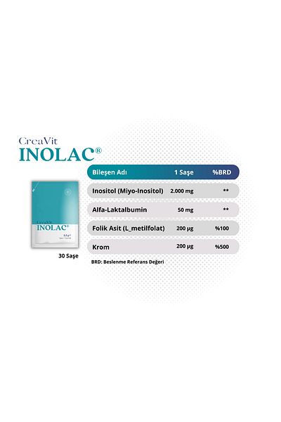 Creavit Inolac ® Inositol, Alpha-lactalumin and Chrome Food Supplement with Folic Acid - 30 Sachets
