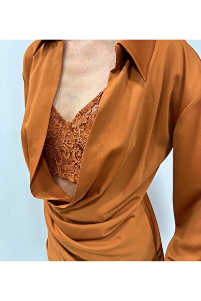 sleen exclusive Dantel Büstiyerli Kruvaze Elbise