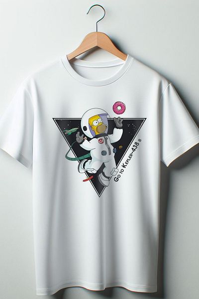 Vordevia Tricou alb oversize cu decolteu rotund cu imprimeu astronaut