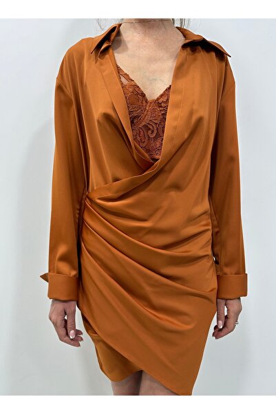 sleen exclusive Dantel Büstiyerli Kruvaze Elbise