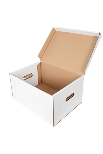 Kolicim صندوق أرشيف بقفل مموج مزدوج مقاس 46,5 × 34 × 24 سم - أبيض - 5 قطع