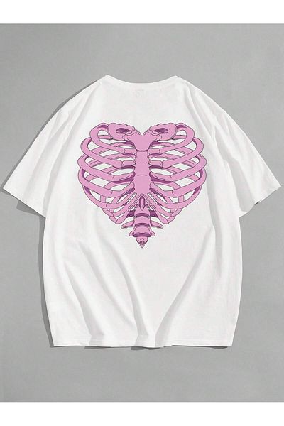 Jose Clothing Μπλουζάκι Unisex Λευκό εμπριμέ από οργανικό βαμβάκι Oversize με κοντό μανίκι
