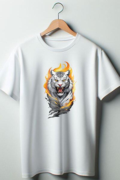 Vordevia Kaplan Štampano Bela Oversize kroj okrugla kragna Majica