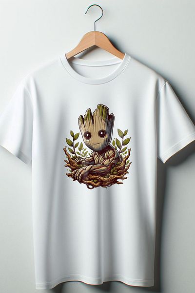 Vordevia Μπλουζάκι με στάμπα Groot Λευκό Oversize Crew Neck