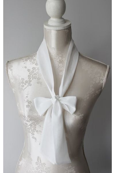 es moda shop Biana chiffon long size tie off white