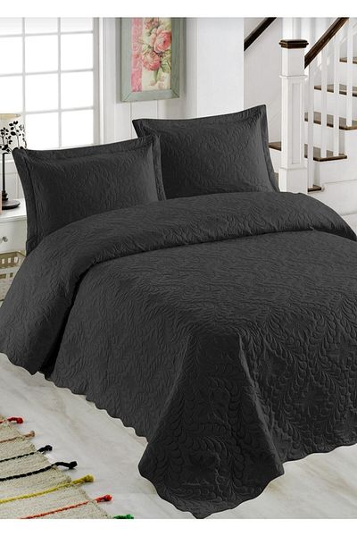 Örtüm Καπιτονέ κάλυμμα κρεβατιού Ivy Double Microfiber - Μαύρο