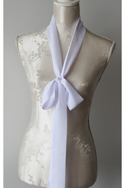 es moda shop Μακρύς λαιμόδεσμος από σιφόν Biana 200x5 λευκό