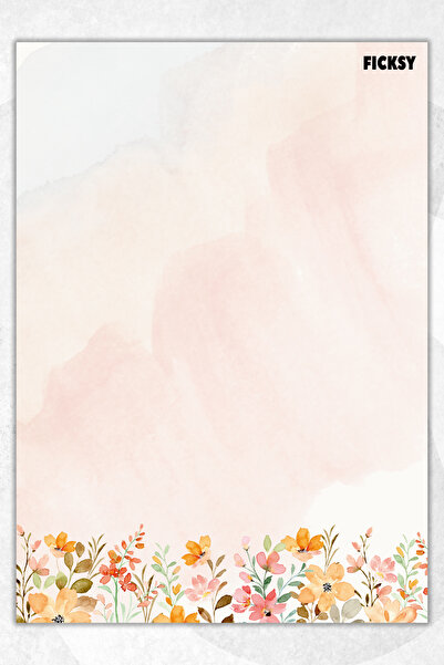 Ficksy A5 Çiçek Bloknot Çizgisiz Defter - 50 Yaprak - Memopad - Notepad - Not...