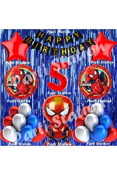 Parti Station Spiderman Spiderman Balloon Set 5 Years Old Spiderman Navy Blue Concept Birthday Party Balloon Set