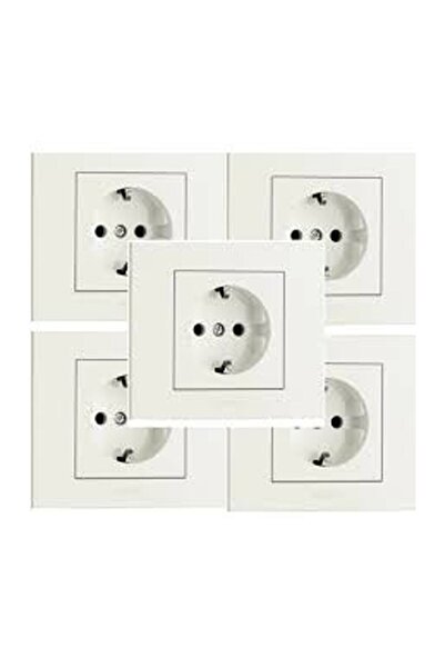 OVİVO 5 Adet Grano Beyaz Topraklı Priz 5'li Paket / Set