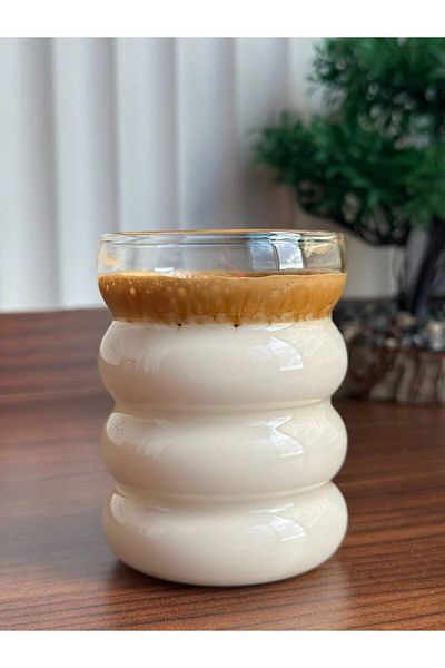 LADYNUR Heat Resistant Borosilicate Glass Strip Shaped Cup| Coffee, Presentation, Soft Drink Cup - 1 Piece