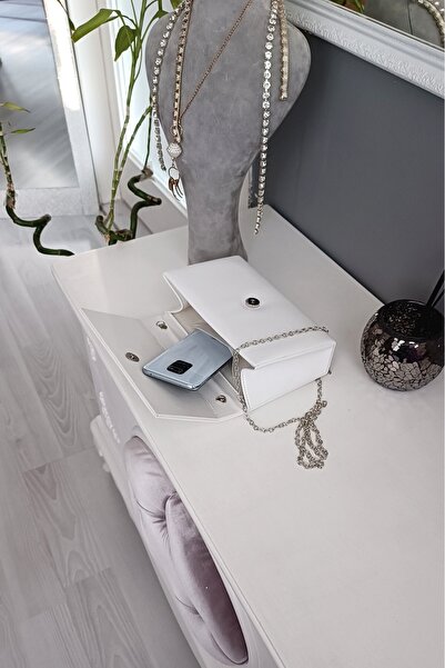 LA CALZATURE Γυναικεία βραδινή τσάντα φορέματος - Λευκό δέρμα, King Stone, Ορθογώνιο κουτί με γωνία