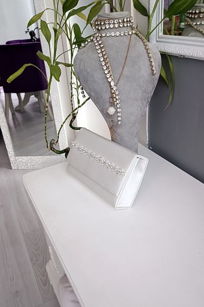LA CALZATURE Sedef Satin Shuttle Waterway Stone Corner Box Βραδινό Φόρεμα Γυναικεία Τσάντα