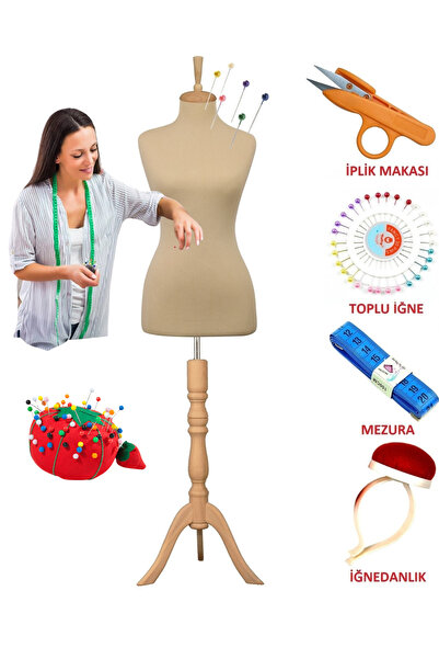 Manken İstanbul Dikiş Setli Sünger Iğne Batabilen 38 Beden Terzi Mankeni Prov...