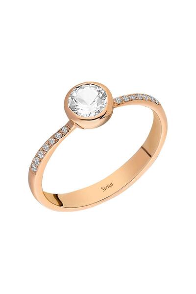 Sirius Pırlanta Toplam 0,55 Karat Pırlanta Ve Beyaz Topaz Tektaş Yüzük