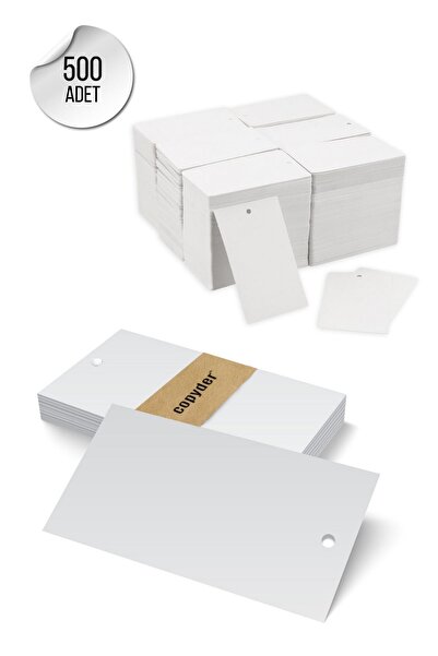 Copyder Beyaz Delikli Karton Etiketler, Ürün Etiketleri 500 Adet