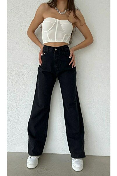 MAKRAS EXCLUSIVE Crne Super Visok struk Sa likrom Palazzo farmerke - široke u...